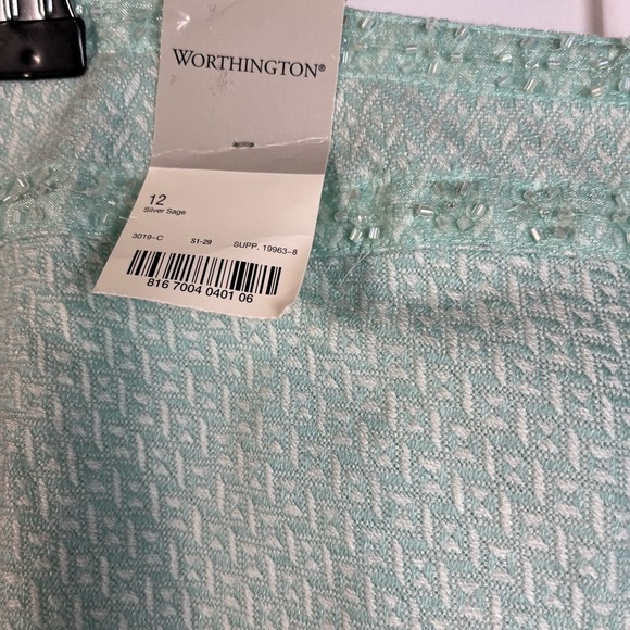 Worthington Womens teal Blue sequined waist flare knee length Skirt size 12 NWT - Picture 10 of 14